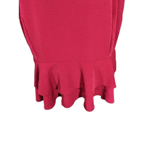 Womens Red Boxy Tee Shirt Plus Size 20 Ruffle Peplum Casual Top Crinkle Asos - Picture 4 of 7